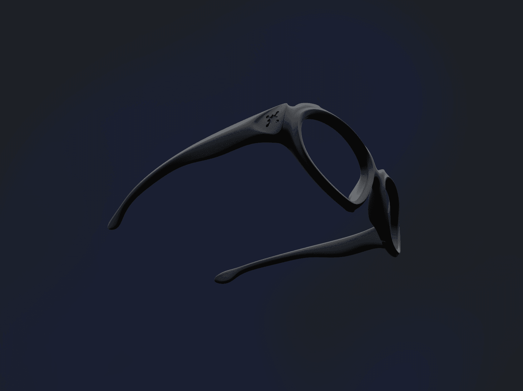 The frame on a dark blue ground, side profile