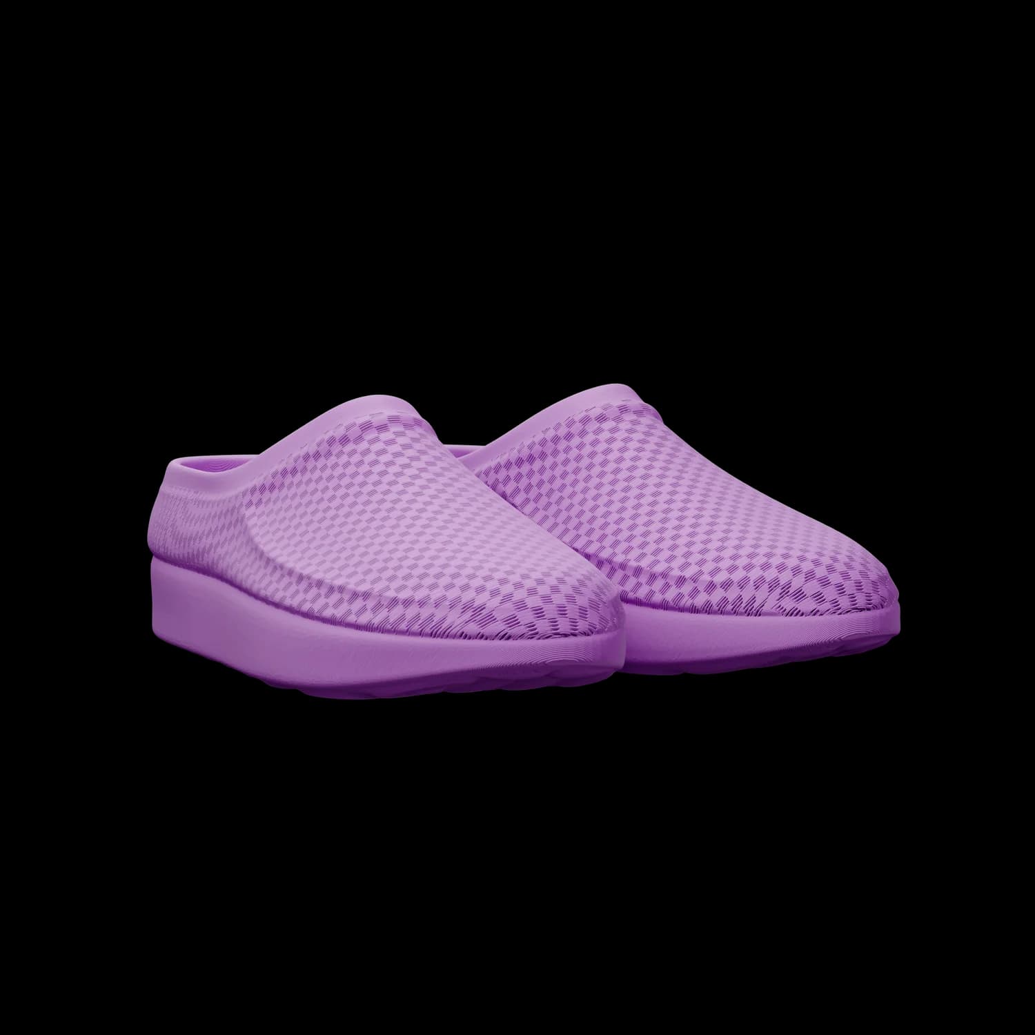 CASUL in lilac, three-quarter angle view of a single clog, the checkerboard weave of the upper reading clearly against the plain ground