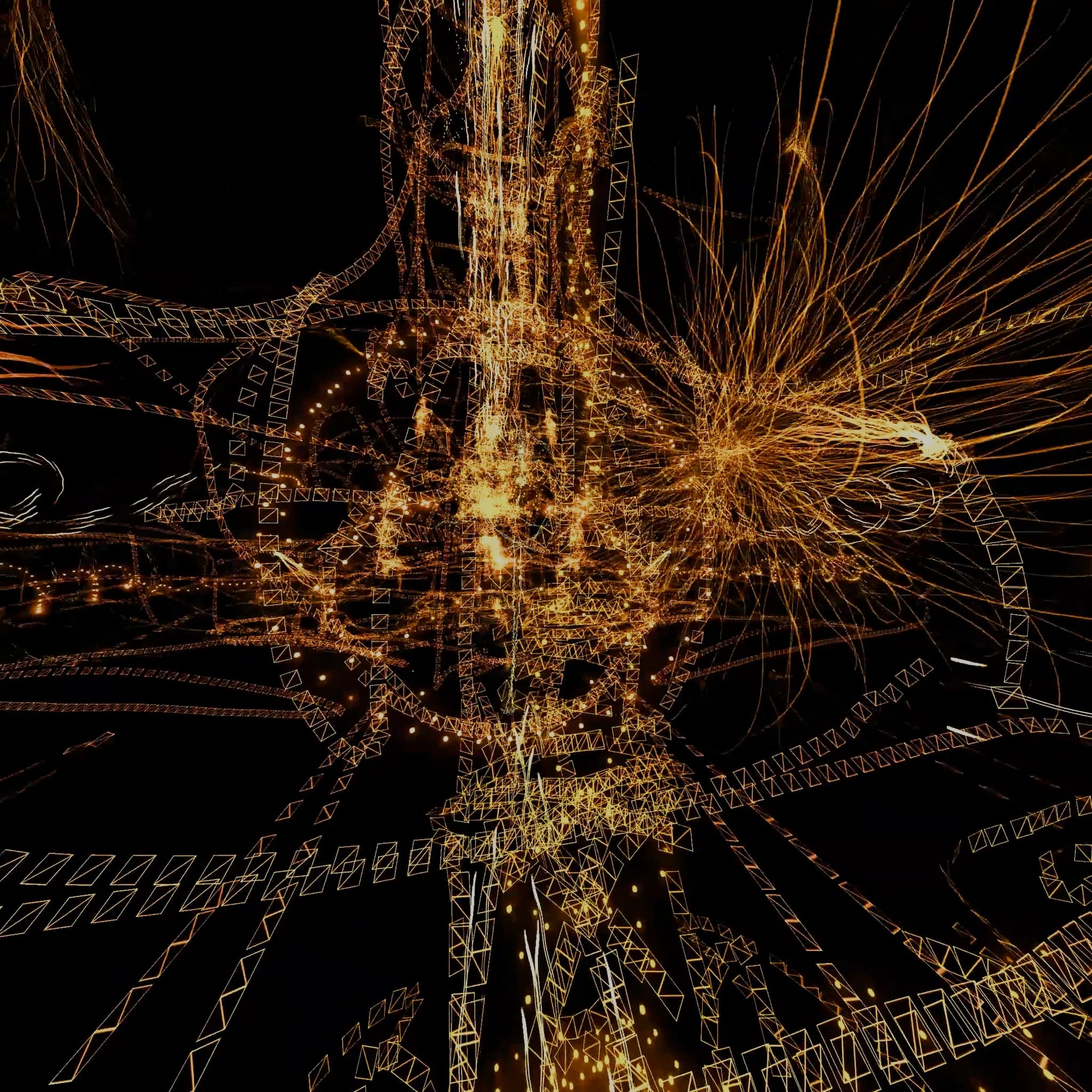 Filaments gathered into a low horizontal band with fine structures scattered above and below