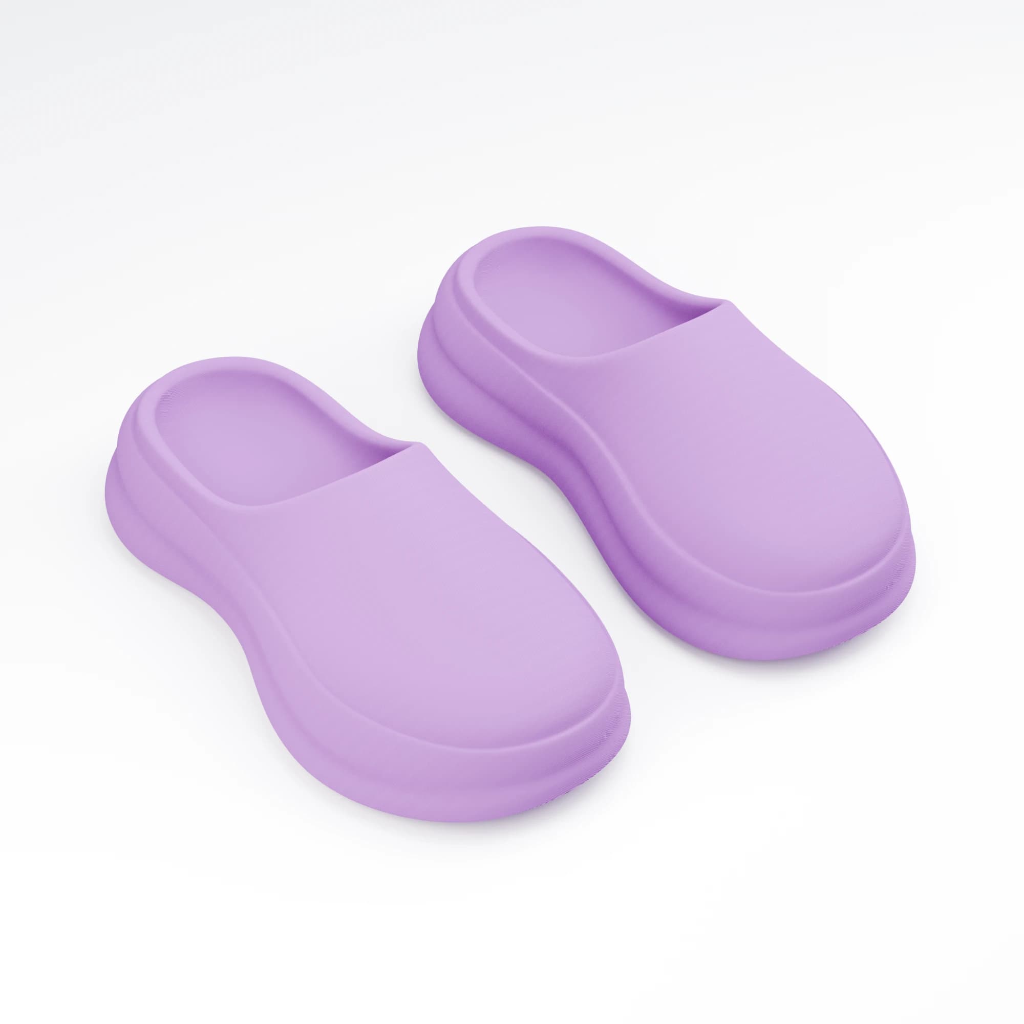 FLOUFS lilac slides, high three-quarter pair render