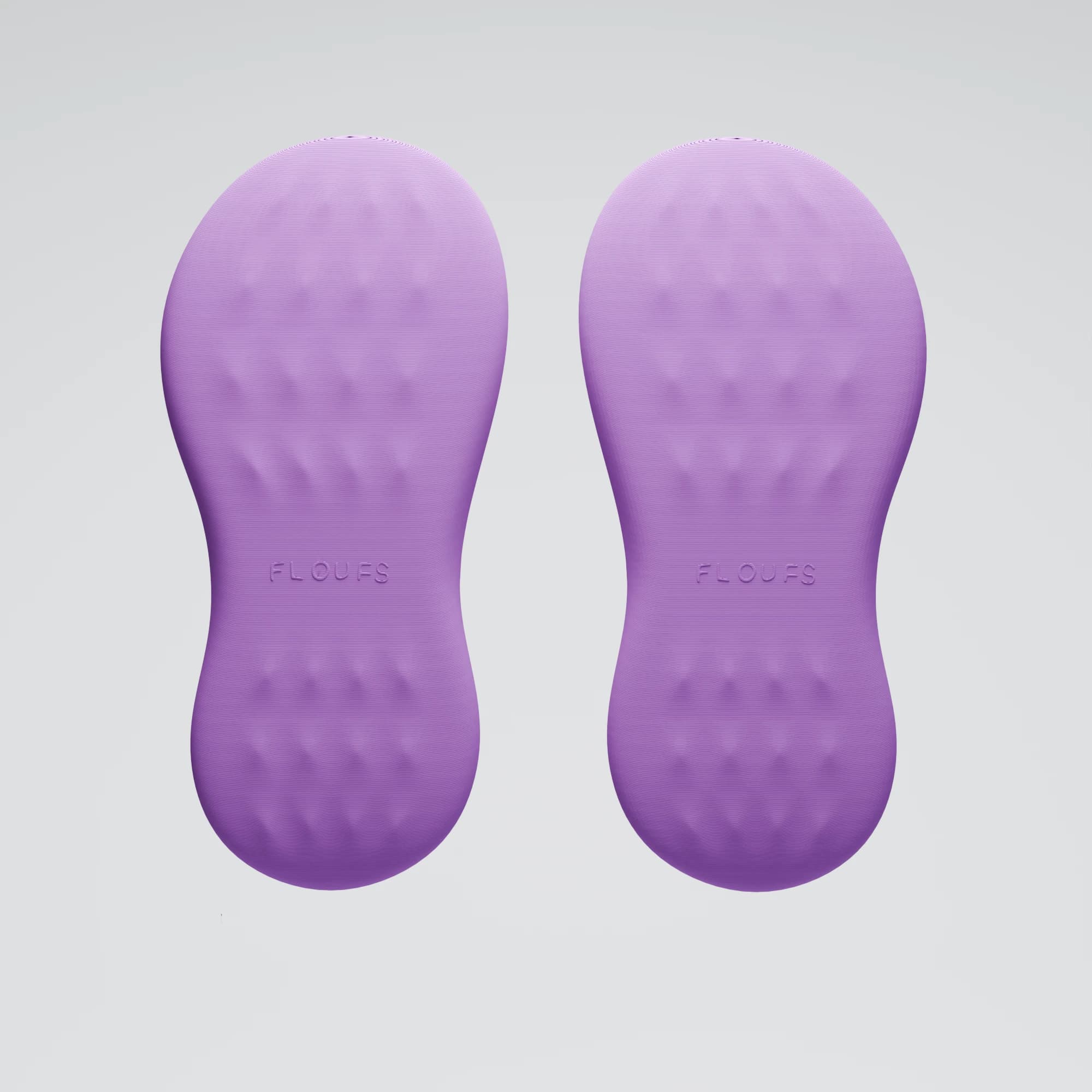 FLOUFS soles from below with the embossed wordmark