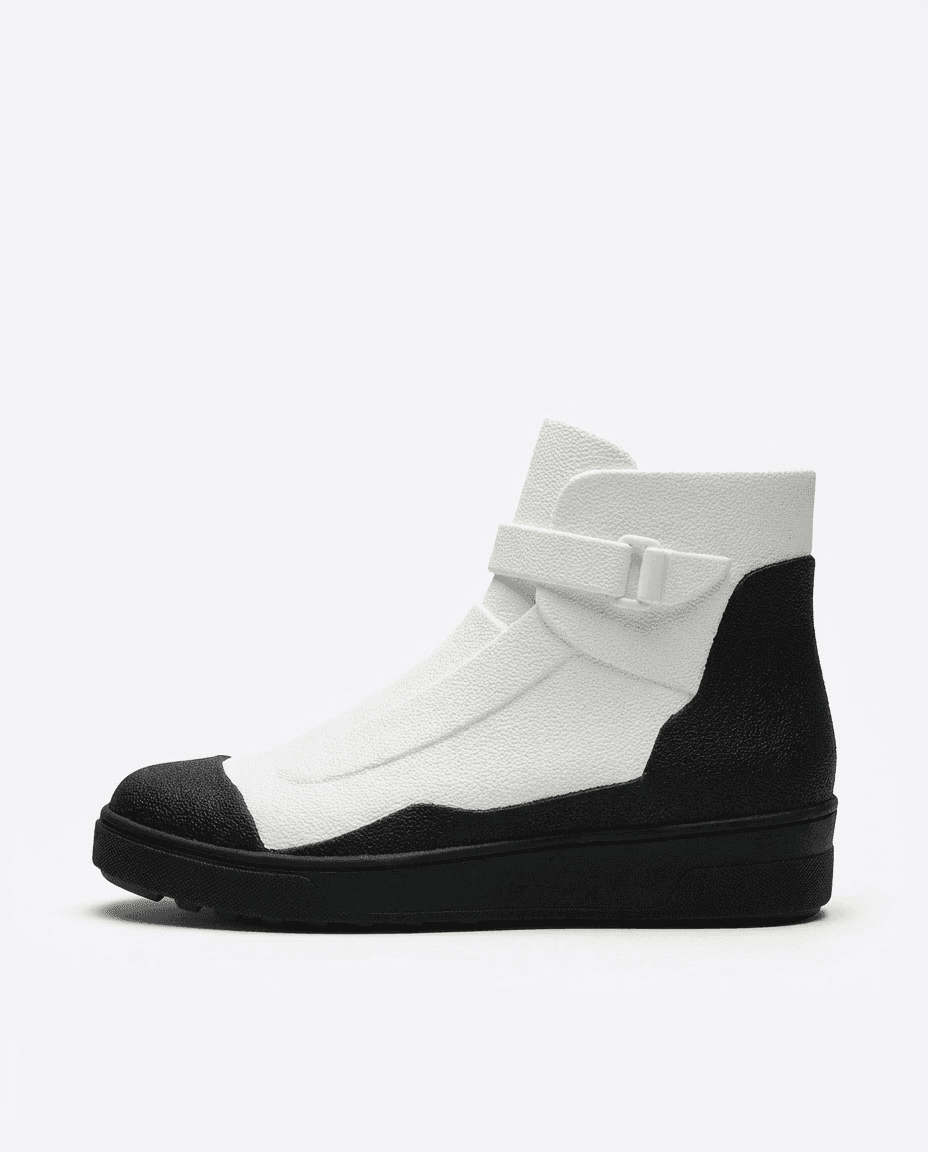 Three-quarter view of the boot on a white ground