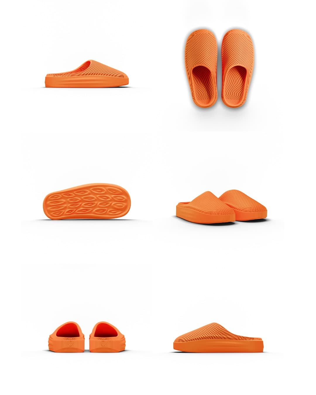 NEVO orange colorway six-view render sheet