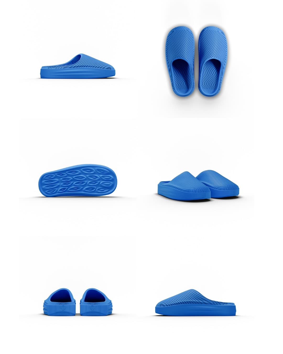 NEVO blue colorway six-view render sheet