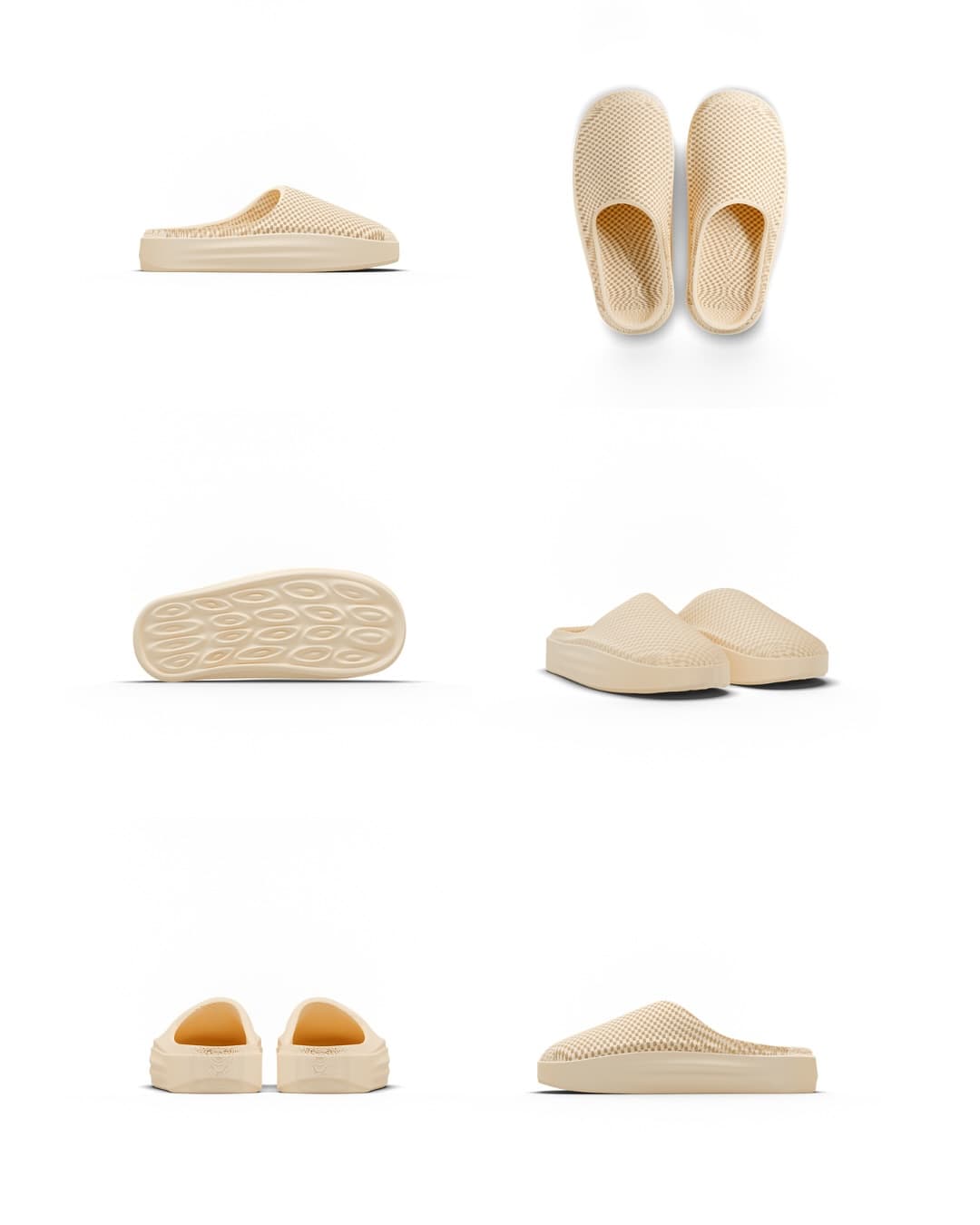 NEVO cream colorway six-view render sheet