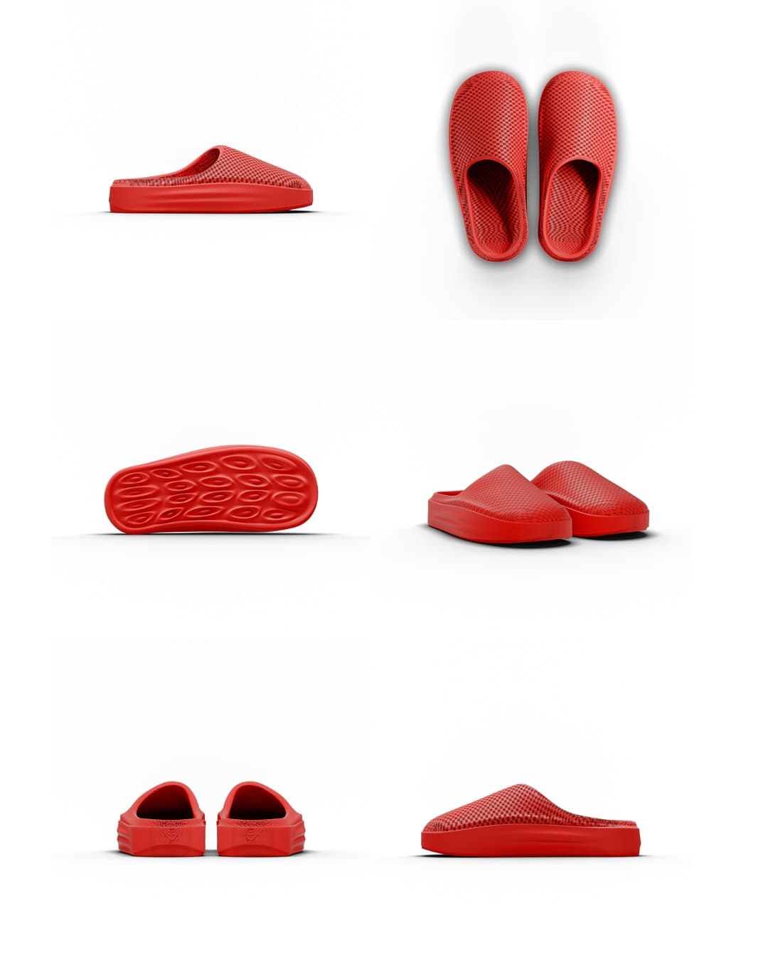 NEVO red colorway six-view render sheet