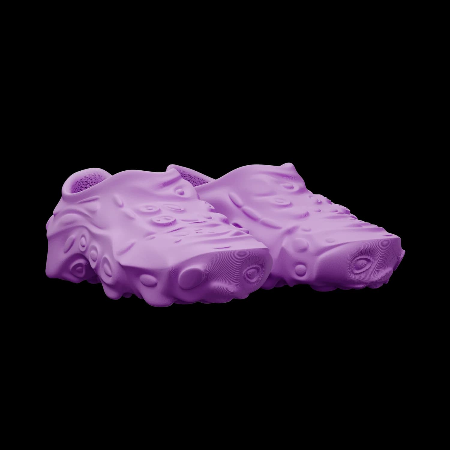 SAGRA in lilac, three-quarter angle view of a single sneaker, the grown, branching structure of the upper catching the light along its ridges