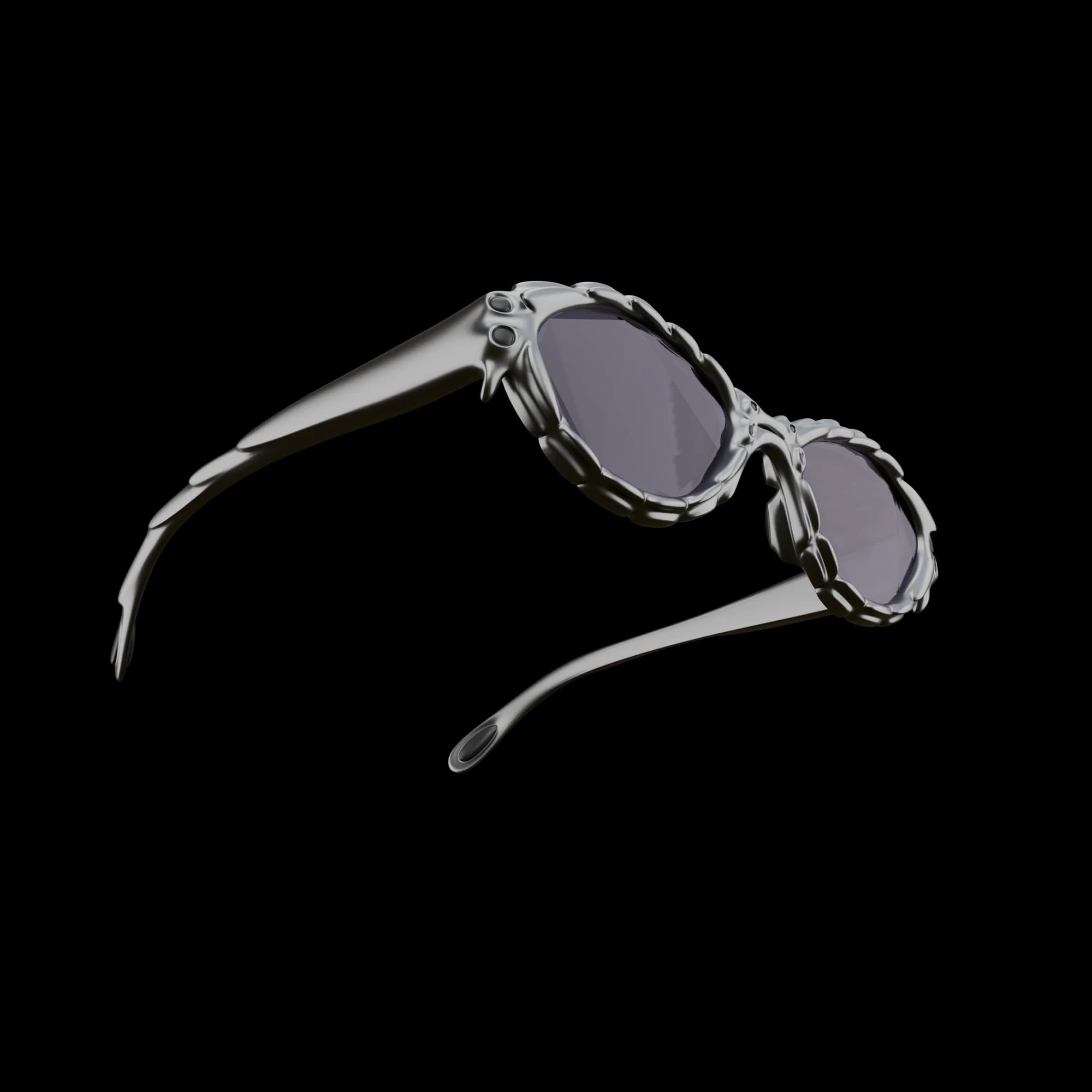 The same frame at three-quarter angle, the speckled material catching light